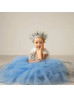 Beaded Lace Tulle Tiered Flower Girl Dress With Removable Train